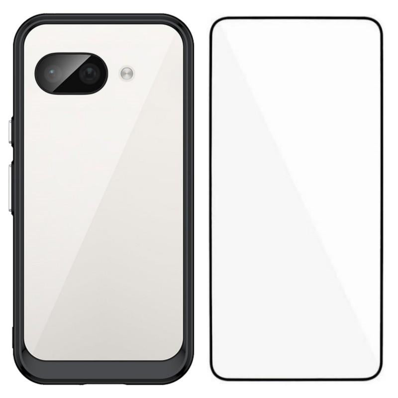 Google Pixel 9a Electroplated Buttons TPU Acrylic Phone Case with Screen Protector - Heavy Duty Shockproof Cover, Air Cushion Corners, Raised Camera & Screen Protection, HD Tempered Glass Full Coverage Protective Case