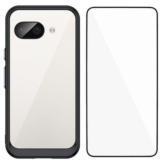 Google Pixel 9a Electroplated Buttons TPU Acrylic Phone Case with Screen Protector - Heavy Duty Shockproof Cover, Air Cushion Corners, Raised Camera & Screen Protection, HD Tempered Glass Full Coverage Protective Case