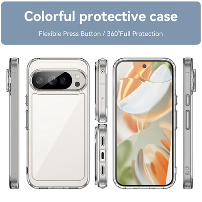 Google Pixel 10 Pro Electroplated Buttons TPU Acrylic Phone Case with Screen Protector - Heavy Duty Shockproof Cover, Air Cushion Corners, Raised Camera & Screen Protection, HD Tempered Glass Full Coverage Protective Case