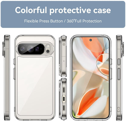 Google Pixel 10 Pro XL Electroplated Buttons TPU Acrylic Phone Case with Screen Protector - Heavy Duty Shockproof Cover, Air Cushion Corners, Raised Camera & Screen Protection, HD Tempered Glass Full Coverage Protective Case
