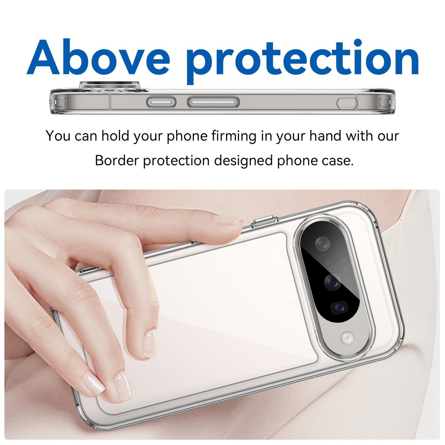 Google Pixel 10 Electroplated Buttons TPU Acrylic Phone Case with Screen Protector - Heavy Duty Shockproof Cover, Air Cushion Corners, Raised Camera & Screen Protection, HD Tempered Glass Full Coverage Protective Case