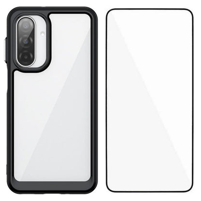 Samsung Galaxy A17 4G Electroplated Buttons TPU Acrylic Phone Case with Screen Protector - Heavy Duty Shockproof Cover, Air Cushion Corners, Raised Camera & Screen Protection, HD Tempered Glass Full Coverage Protective Case