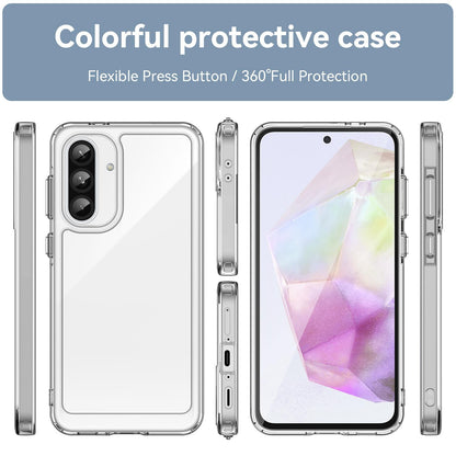 Samsung Galaxy A36 5G Electroplated Buttons TPU Acrylic Phone Case with Screen Protector - Heavy Duty Shockproof Cover, Air Cushion Corners, Raised Camera & Screen Protection, HD Tempered Glass Full Coverage Protective Case