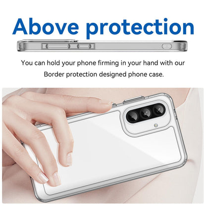 Samsung Galaxy A37 5G Electroplated Buttons TPU Acrylic Phone Case with Screen Protector - Heavy Duty Shockproof Cover, Air Cushion Corners, Raised Camera & Screen Protection, HD Tempered Glass Full Coverage Protective Case