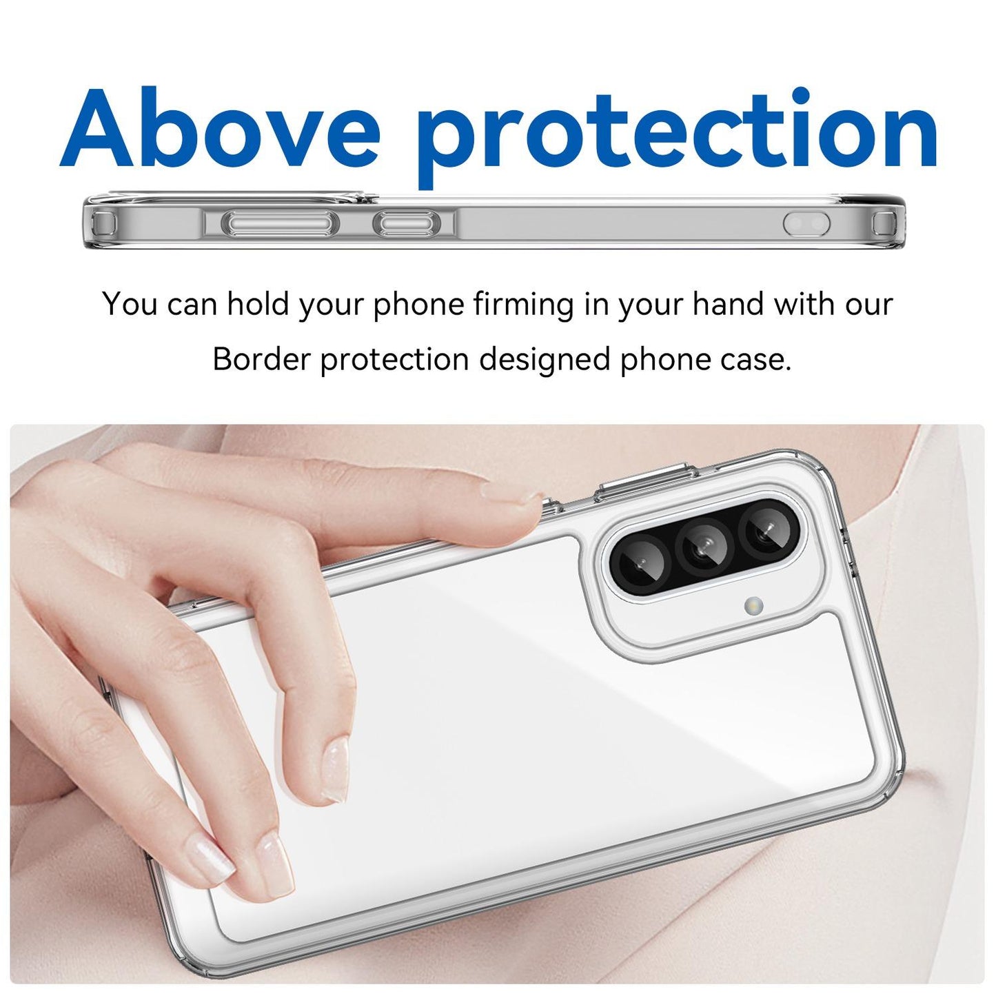 Samsung Galaxy A56 5G Electroplated Buttons TPU Acrylic Phone Case with Screen Protector - Heavy Duty Shockproof Cover, Air Cushion Corners, Raised Camera & Screen Protection, HD Tempered Glass Full Coverage Protective Case