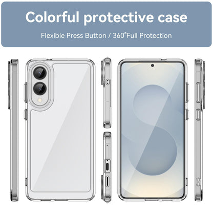 Samsung Galaxy S25 Edge 5G Electroplated Buttons TPU Acrylic Phone Case with Screen Protector - Heavy Duty Shockproof Cover, Air Cushion Corners, Raised Camera & Screen Protection, HD Tempered Glass Full Coverage Protective Case