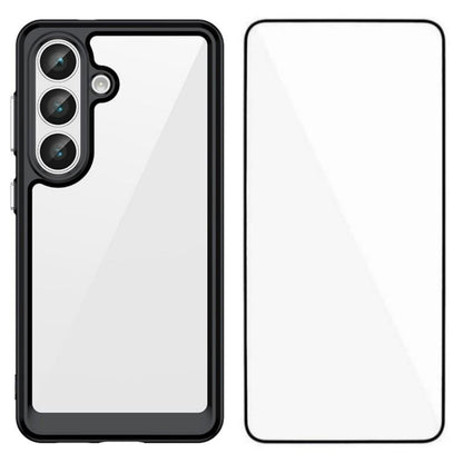 Samsung Galaxy S26 5G Electroplated Buttons TPU Acrylic Phone Case with Screen Protector - Heavy Duty Shockproof Cover, Air Cushion Corners, Raised Camera & Screen Protection, HD Tempered Glass Full Coverage Protective Case
