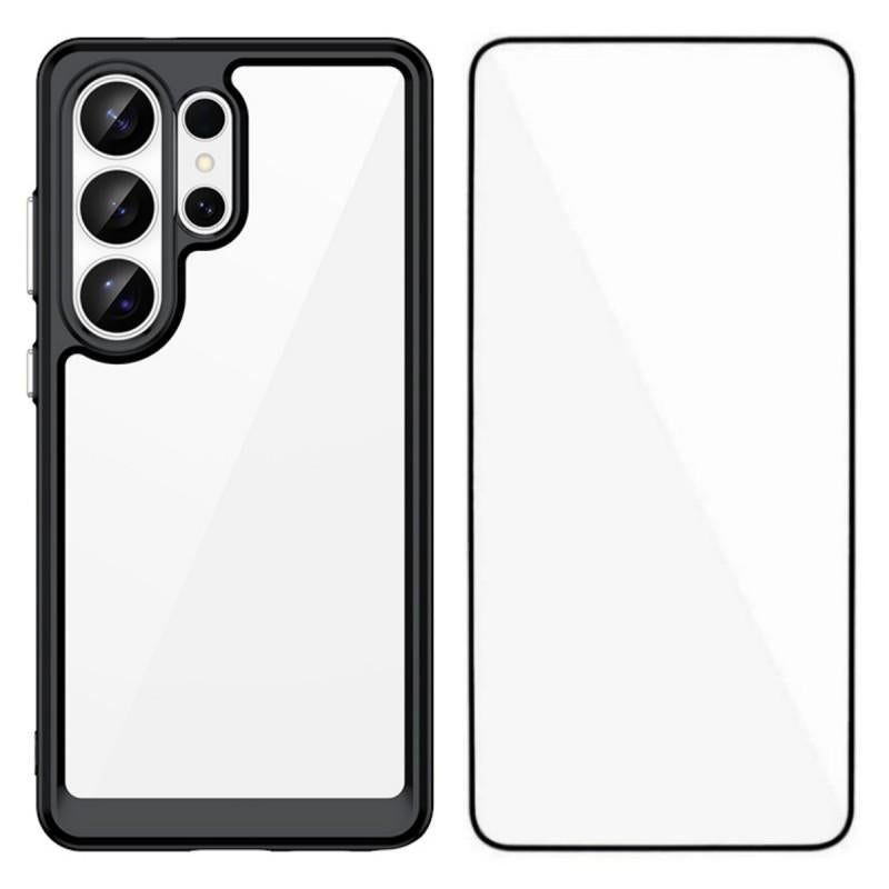 Samsung Galaxy S26 Ultra 5G Electroplated Buttons TPU Acrylic Phone Case with Screen Protector - Heavy Duty Shockproof Cover, Air Cushion Corners, Raised Camera & Screen Protection, HD Tempered Glass Full Coverage Protective Case