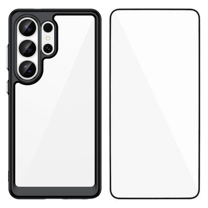 Samsung Galaxy S26 Ultra 5G Electroplated Buttons TPU Acrylic Phone Case with Screen Protector - Heavy Duty Shockproof Cover, Air Cushion Corners, Raised Camera & Screen Protection, HD Tempered Glass Full Coverage Protective Case