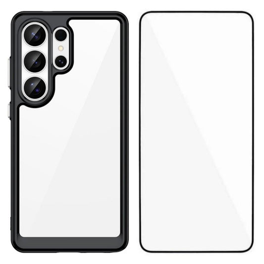 Samsung Galaxy S26 Ultra 5G Electroplated Buttons TPU Acrylic Phone Case with Screen Protector - Heavy Duty Shockproof Cover, Air Cushion Corners, Raised Camera & Screen Protection, HD Tempered Glass Full Coverage Protective Case