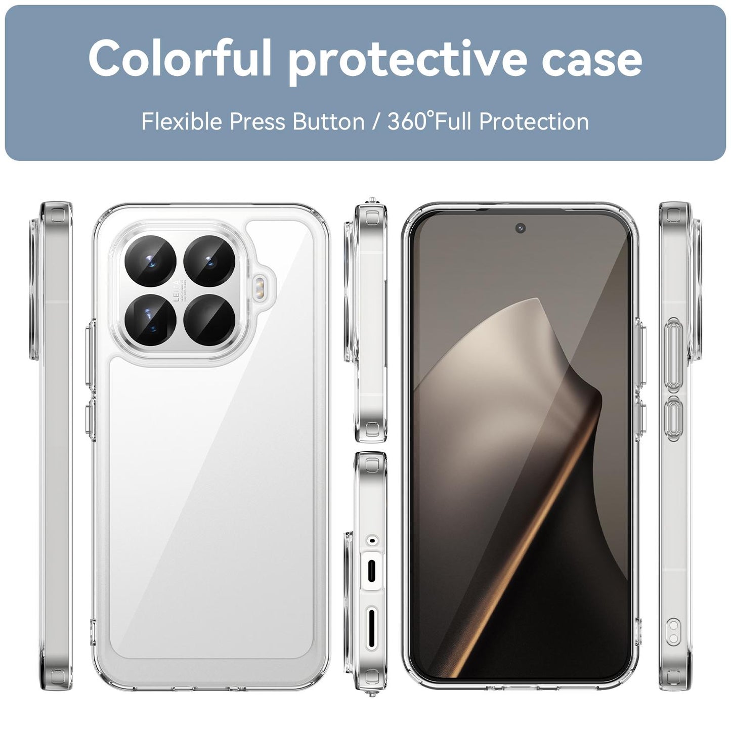 Xiaomi 15T Pro 5G Electroplated Buttons TPU Acrylic Phone Case with Screen Protector - Heavy Duty Shockproof Cover, Air Cushion Corners, Raised Camera & Screen Protection, HD Tempered Glass Full Coverage Protective Case