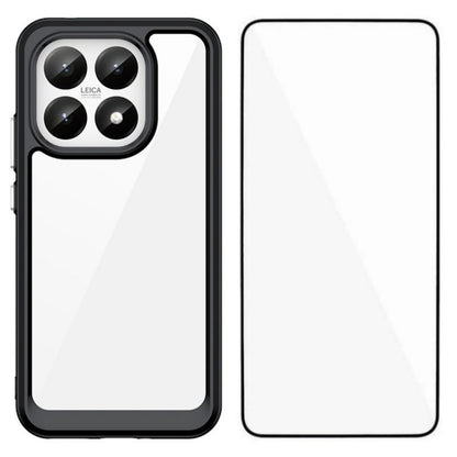 Xiaomi 15T 5G Electroplated Buttons TPU Acrylic Phone Case with Screen Protector - Heavy Duty Shockproof Cover, Air Cushion Corners, Raised Camera & Screen Protection, HD Tempered Glass Full Coverage Protective Case