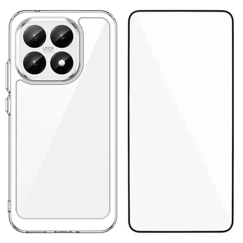 Xiaomi 15T 5G Electroplated Buttons TPU Acrylic Phone Case with Screen Protector - Heavy Duty Shockproof Cover, Air Cushion Corners, Raised Camera & Screen Protection, HD Tempered Glass Full Coverage Protective Case