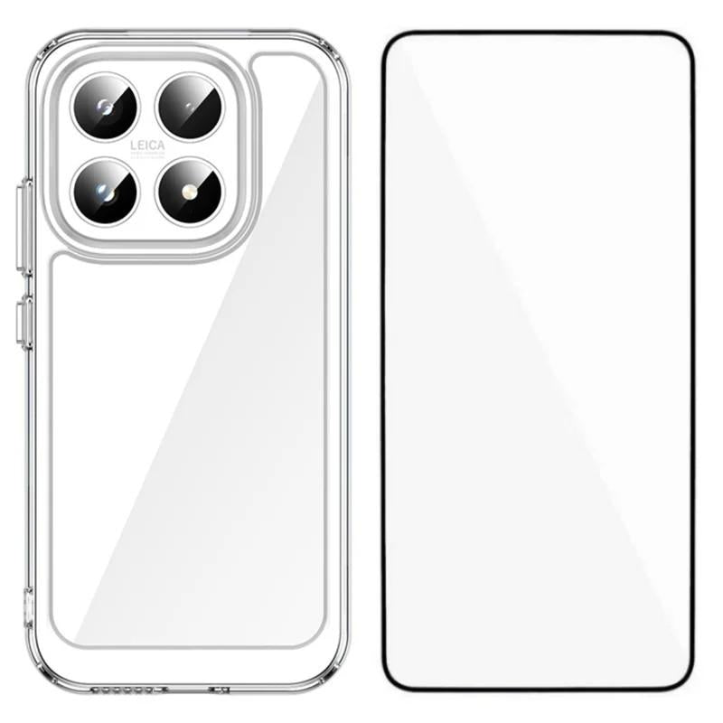 Xiaomi 17 Electroplated Buttons TPU Acrylic Phone Case with Screen Protector - Heavy Duty Shockproof Cover, Air Cushion Corners, Raised Camera & Screen Protection, HD Tempered Glass Full Coverage Protective Case