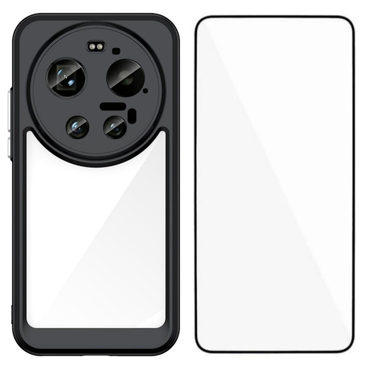 Xiaomi 17 Ultra Electroplated Buttons TPU Acrylic Phone Case with Screen Protector - Heavy Duty Shockproof Cover, Air Cushion Corners, Raised Camera & Screen Protection, HD Tempered Glass Full Coverage Protective Case
