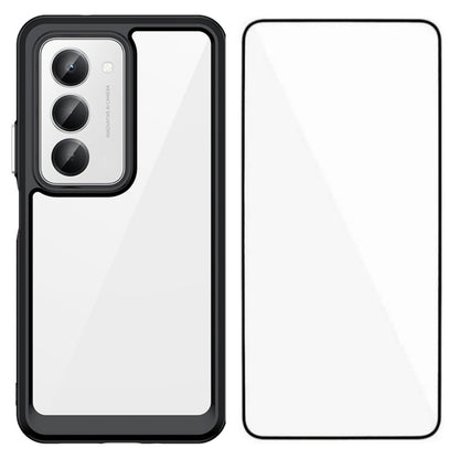 Redmi 15 5G 169.5mm Electroplated Buttons TPU Acrylic Phone Case with Screen Protector - Heavy Duty Shockproof Cover, Air Cushion Corners, Raised Camera & Screen Protection, HD Tempered Glass Full Coverage Protective Case