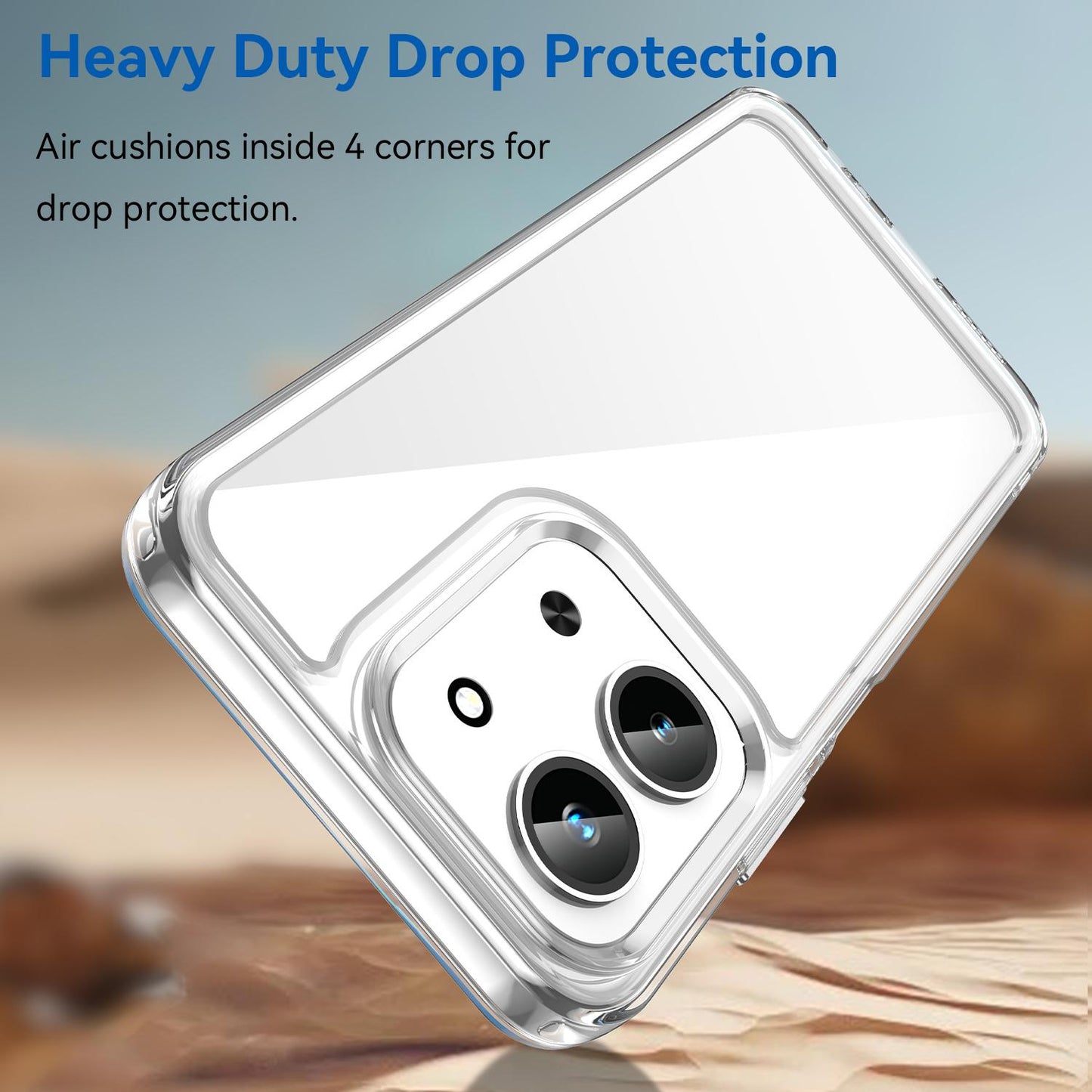 Redmi 15C 5G Electroplated Buttons TPU Acrylic Phone Case with Screen Protector - Heavy Duty Shockproof Cover, Air Cushion Corners, Raised Camera & Screen Protection, HD Tempered Glass Full Coverage Protective Case