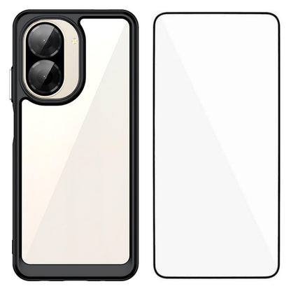 Redmi A5 4G 171.7mm Electroplated Buttons TPU Acrylic Phone Case with Screen Protector - Heavy Duty Shockproof Cover, Air Cushion Corners, Raised Camera & Screen Protection, HD Tempered Glass Full Coverage Protective Case