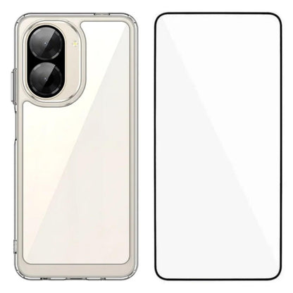 Xiaomi Redmi A5 NFC 173mm Electroplated Buttons TPU Acrylic Phone Case with Screen Protector - Heavy Duty Shockproof Cover, Air Cushion Corners, Raised Camera & Screen Protection, HD Tempered Glass Full Coverage Protective Case