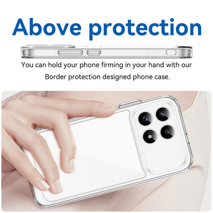 Poco F8 Pro Electroplated Buttons TPU Acrylic Phone Case with Screen Protector - Heavy Duty Shockproof Cover, Air Cushion Corners, Raised Camera & Screen Protection, HD Tempered Glass Full Coverage Protective Case
