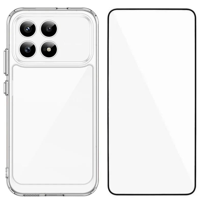 Redmi K90 Electroplated Buttons TPU Acrylic Phone Case with Screen Protector - Heavy Duty Shockproof Cover, Air Cushion Corners, Raised Camera & Screen Protection, HD Tempered Glass Full Coverage Protective Case