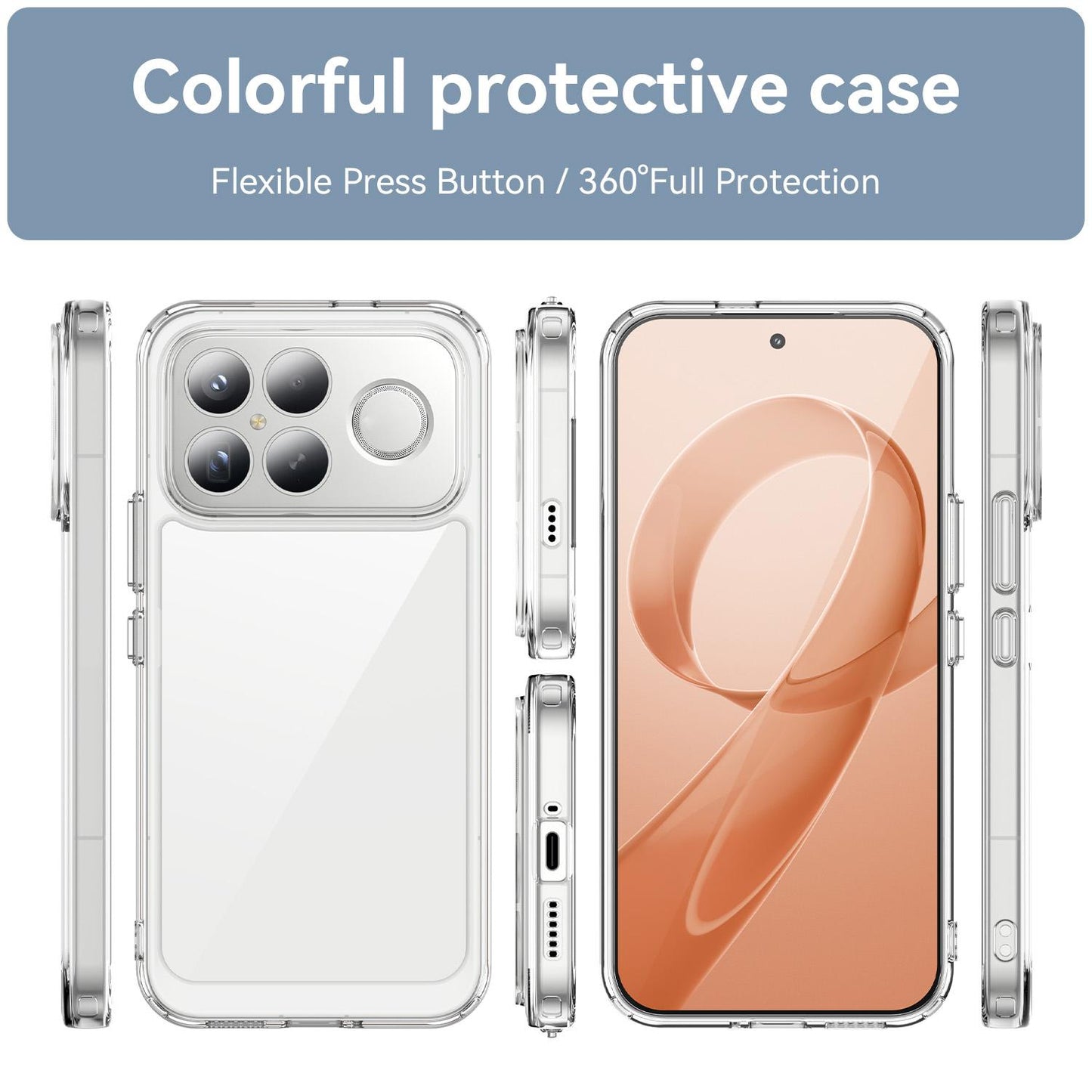 Redmi K90 Pro Max Electroplated Buttons TPU Acrylic Phone Case with Screen Protector - Heavy Duty Shockproof Cover, Air Cushion Corners, Raised Camera & Screen Protection, HD Tempered Glass Full Coverage Protective Case