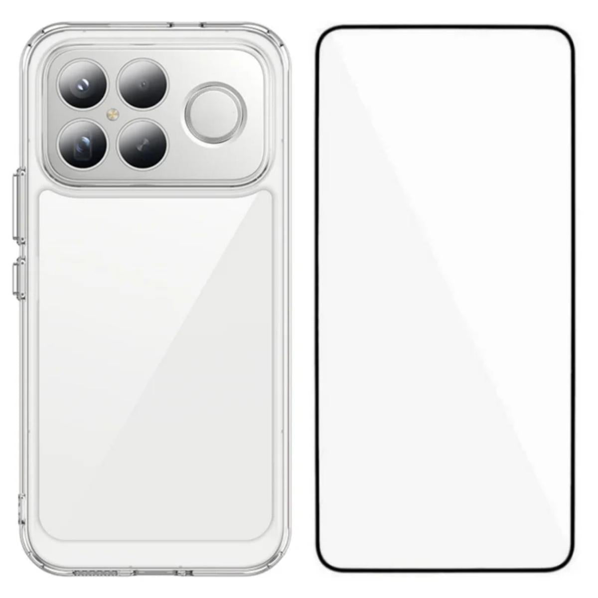 Redmi K90 Pro Max Electroplated Buttons TPU Acrylic Phone Case with Screen Protector - Heavy Duty Shockproof Cover, Air Cushion Corners, Raised Camera & Screen Protection, HD Tempered Glass Full Coverage Protective Case
