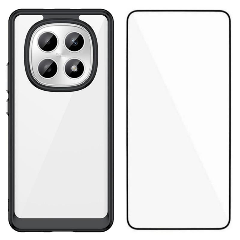 Redmi Note 14 Pro+ 5G Electroplated Buttons TPU Acrylic Phone Case with Screen Protector - Heavy Duty Shockproof Cover, Air Cushion Corners, Raised Camera & Screen Protection, HD Tempered Glass Full Coverage Protective Case