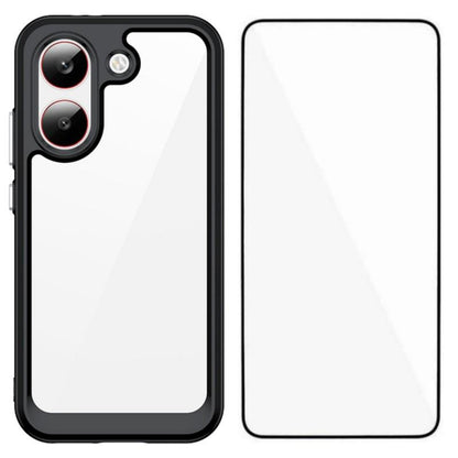 Redmi Turbo 5 Electroplated Buttons TPU Acrylic Phone Case with Screen Protector - Heavy Duty Shockproof Cover, Air Cushion Corners, Raised Camera & Screen Protection, HD Tempered Glass Full Coverage Protective Case