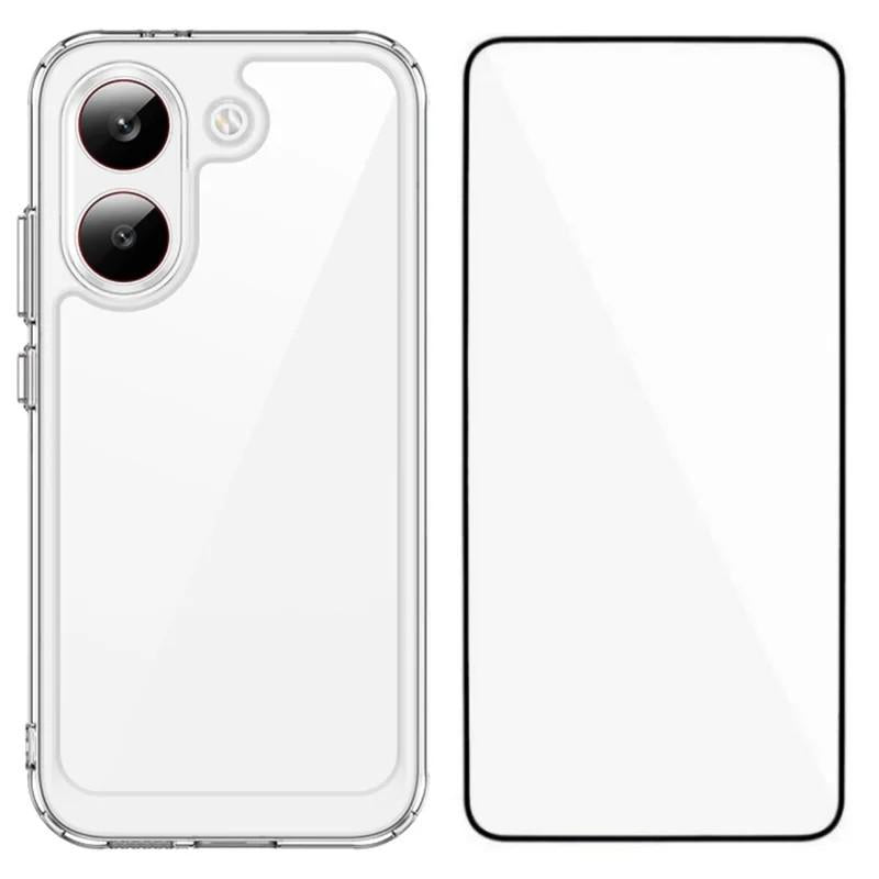 Poco X8 Pro 5G Electroplated Buttons TPU Acrylic Phone Case with Screen Protector - Heavy Duty Shockproof Cover, Air Cushion Corners, Raised Camera & Screen Protection, HD Tempered Glass Full Coverage Protective Case