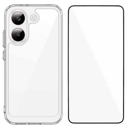Poco X8 Pro 5G Electroplated Buttons TPU Acrylic Phone Case with Screen Protector - Heavy Duty Shockproof Cover, Air Cushion Corners, Raised Camera & Screen Protection, HD Tempered Glass Full Coverage Protective Case