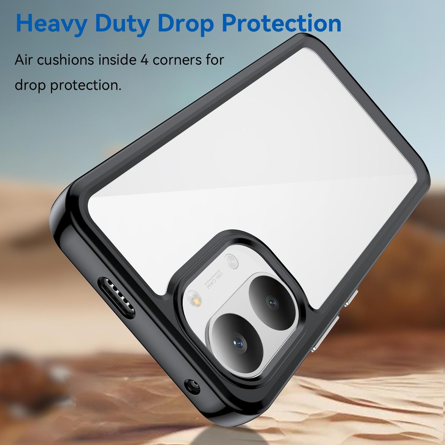 Redmi Turbo 5 Max Electroplated Buttons TPU Acrylic Phone Case with Screen Protector - Heavy Duty Shockproof Cover, Air Cushion Corners, Raised Camera & Screen Protection, HD Tempered Glass Full Coverage Protective Case