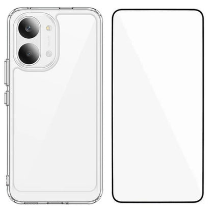 Poco X8 Pro Max 5G Electroplated Buttons TPU Acrylic Phone Case with Screen Protector - Heavy Duty Shockproof Cover, Air Cushion Corners, Raised Camera & Screen Protection, HD Tempered Glass Full Coverage Protective Case