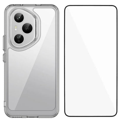 Honor 400 Pro 160.8mm Electroplated Buttons TPU Acrylic Phone Case with Screen Protector - Heavy Duty Shockproof Cover, Air Cushion Corners, Raised Camera & Screen Protection, HD Tempered Glass Full Coverage Protective Case