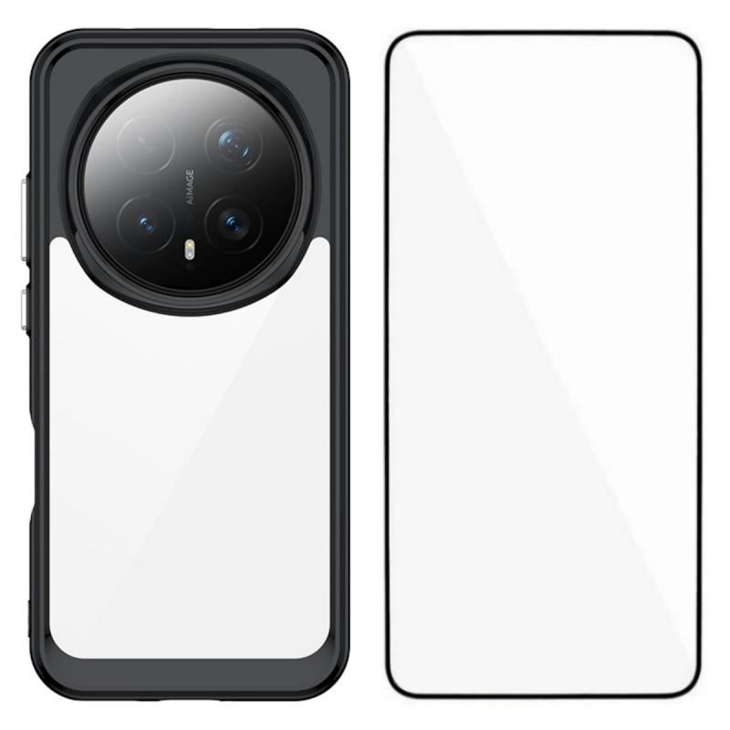 Honor Magic8 Pro Electroplated Buttons TPU Acrylic Phone Case with Screen Protector - Heavy Duty Shockproof Cover, Air Cushion Corners, Raised Camera & Screen Protection, HD Tempered Glass Full Coverage Protective Case