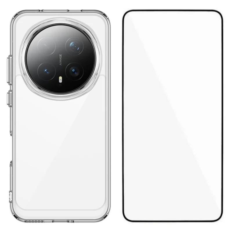 Honor Magic8 Pro Electroplated Buttons TPU Acrylic Phone Case with Screen Protector - Heavy Duty Shockproof Cover, Air Cushion Corners, Raised Camera & Screen Protection, HD Tempered Glass Full Coverage Protective Case