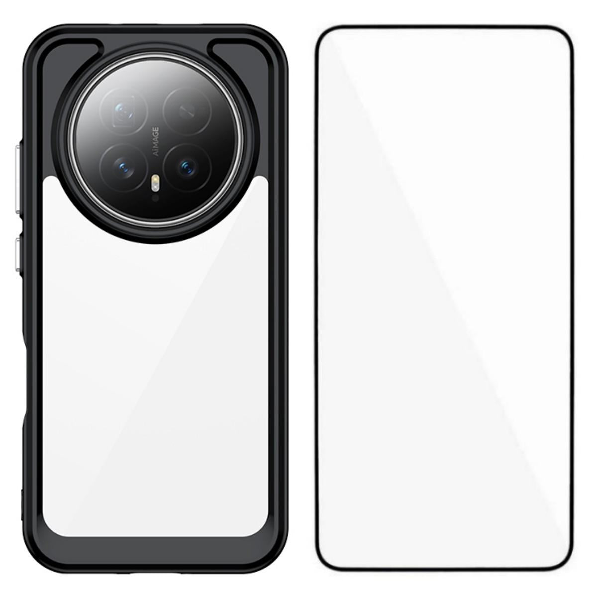 Honor Magic8 Electroplated Buttons TPU Acrylic Phone Case with Screen Protector - Heavy Duty Shockproof Cover, Air Cushion Corners, Raised Camera & Screen Protection, HD Tempered Glass Full Coverage Protective Case