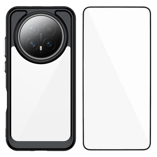 Honor Magic8 Electroplated Buttons TPU Acrylic Phone Case with Screen Protector - Heavy Duty Shockproof Cover, Air Cushion Corners, Raised Camera & Screen Protection, HD Tempered Glass Full Coverage Protective Case