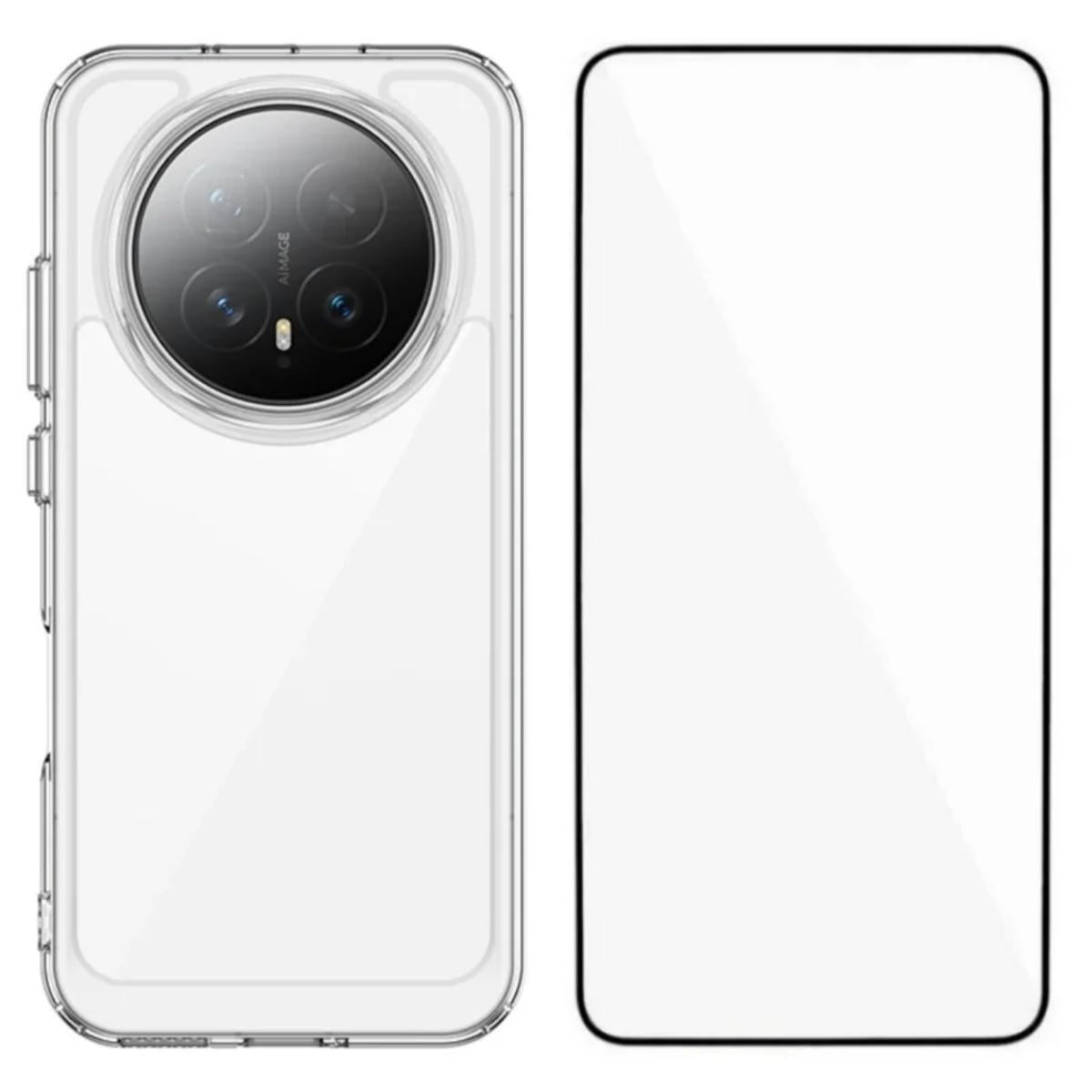 Honor Magic8 Electroplated Buttons TPU Acrylic Phone Case with Screen Protector - Heavy Duty Shockproof Cover, Air Cushion Corners, Raised Camera & Screen Protection, HD Tempered Glass Full Coverage Protective Case