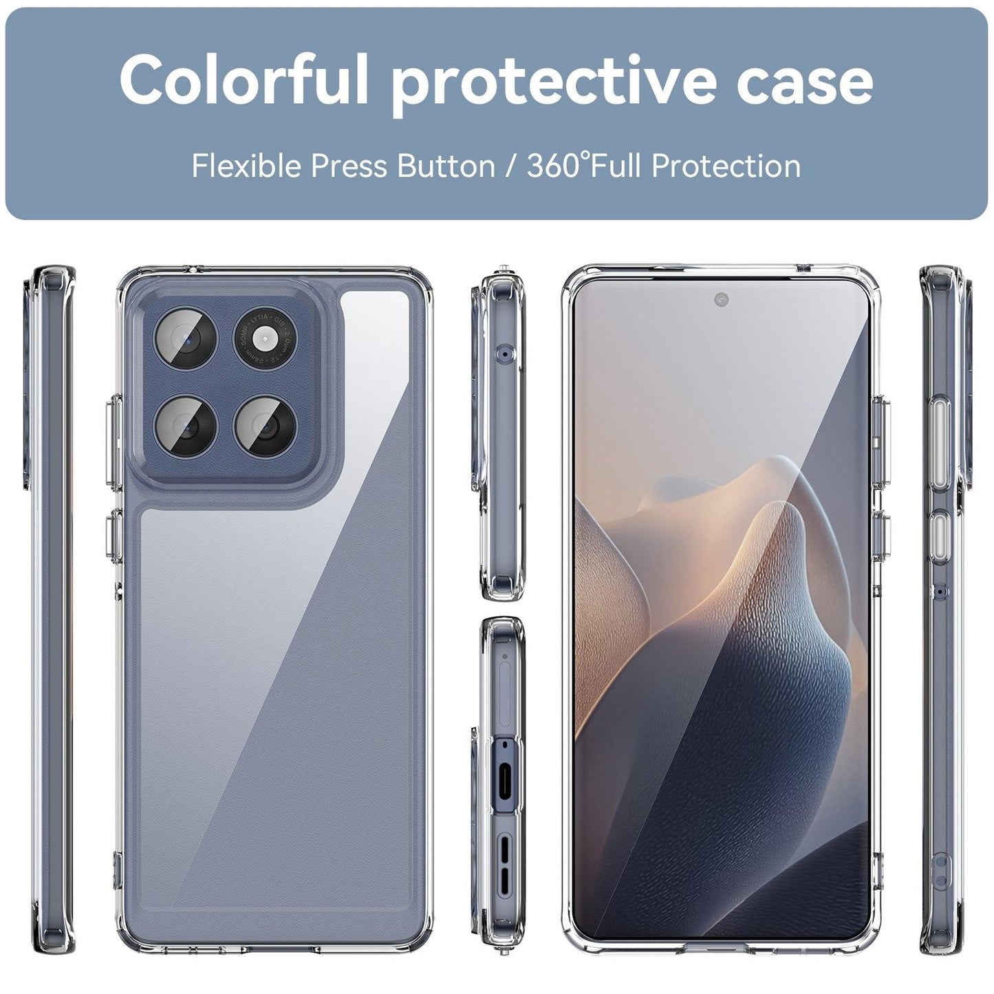Motorola Edge 60 Pro 5G Electroplated Buttons TPU Acrylic Phone Case with Screen Protector - Heavy Duty Shockproof Cover, Air Cushion Corners, Raised Camera & Screen Protection, HD Tempered Glass Full Coverage Protective Case