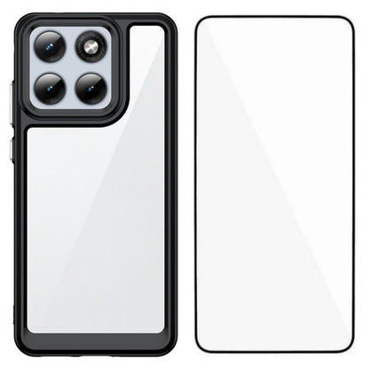 Motorola Edge 70 Fusion Electroplated Buttons TPU Acrylic Phone Case with Screen Protector - Heavy Duty Shockproof Cover, Air Cushion Corners, Raised Camera & Screen Protection, HD Tempered Glass Full Coverage Protective Case