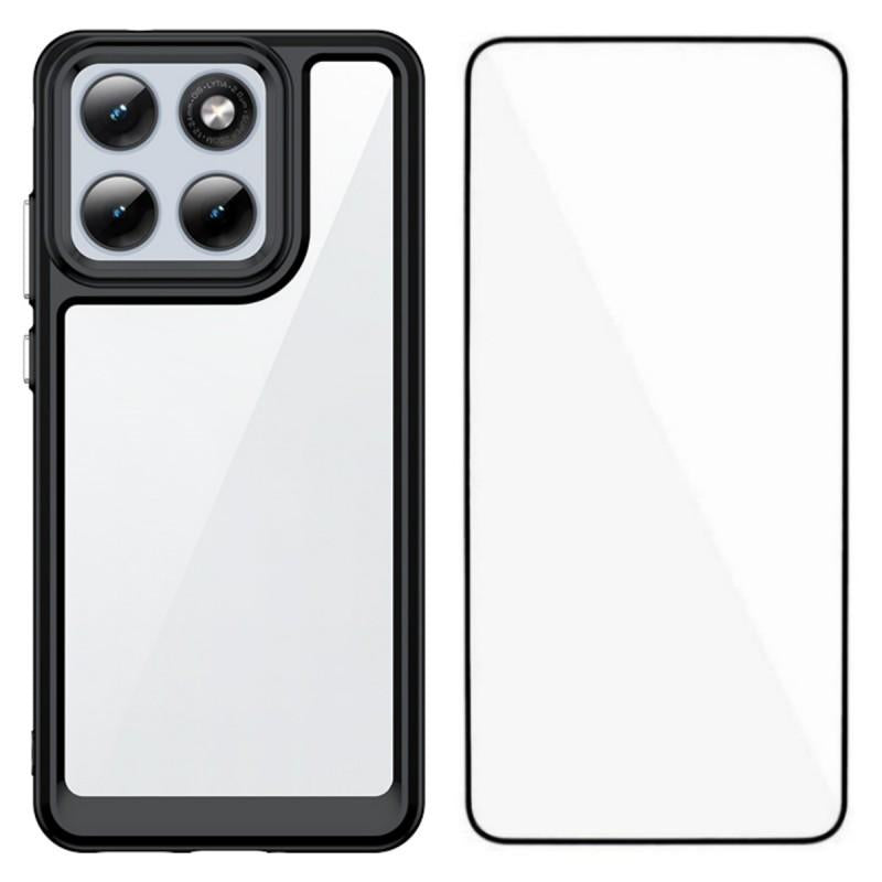 Motorola Edge 70 Fusion+ Electroplated Buttons TPU Acrylic Phone Case with Screen Protector - Heavy Duty Shockproof Cover, Air Cushion Corners, Raised Camera & Screen Protection, HD Tempered Glass Full Coverage Protective Case