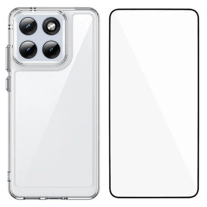 Motorola Edge 70 Fusion Electroplated Buttons TPU Acrylic Phone Case with Screen Protector - Heavy Duty Shockproof Cover, Air Cushion Corners, Raised Camera & Screen Protection, HD Tempered Glass Full Coverage Protective Case