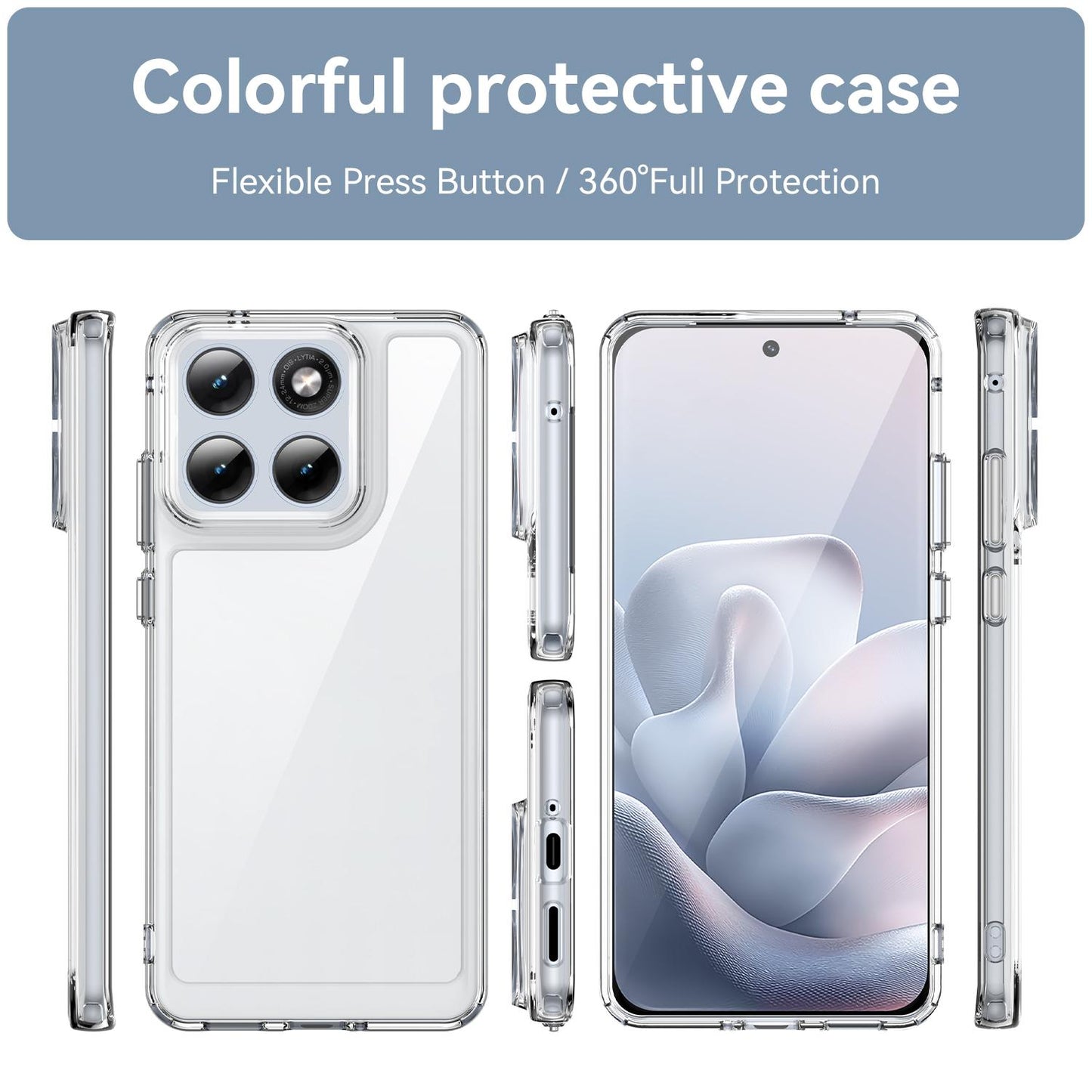 Motorola Edge 70 Fusion Electroplated Buttons TPU Acrylic Phone Case with Screen Protector - Heavy Duty Shockproof Cover, Air Cushion Corners, Raised Camera & Screen Protection, HD Tempered Glass Full Coverage Protective Case