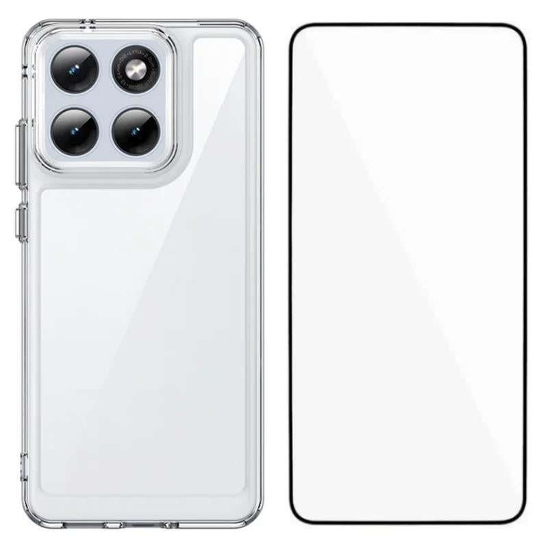 Motorola Edge 70 Fusion+ Electroplated Buttons TPU Acrylic Phone Case with Screen Protector - Heavy Duty Shockproof Cover, Air Cushion Corners, Raised Camera & Screen Protection, HD Tempered Glass Full Coverage Protective Case