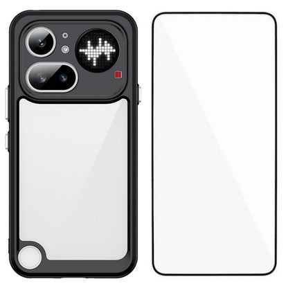 Nothing Phone 4a Pro Electroplated Buttons TPU Acrylic Phone Case with Screen Protector - Heavy Duty Shockproof Cover, Air Cushion Corners, Raised Camera & Screen Protection, HD Tempered Glass Full Coverage Protective Case