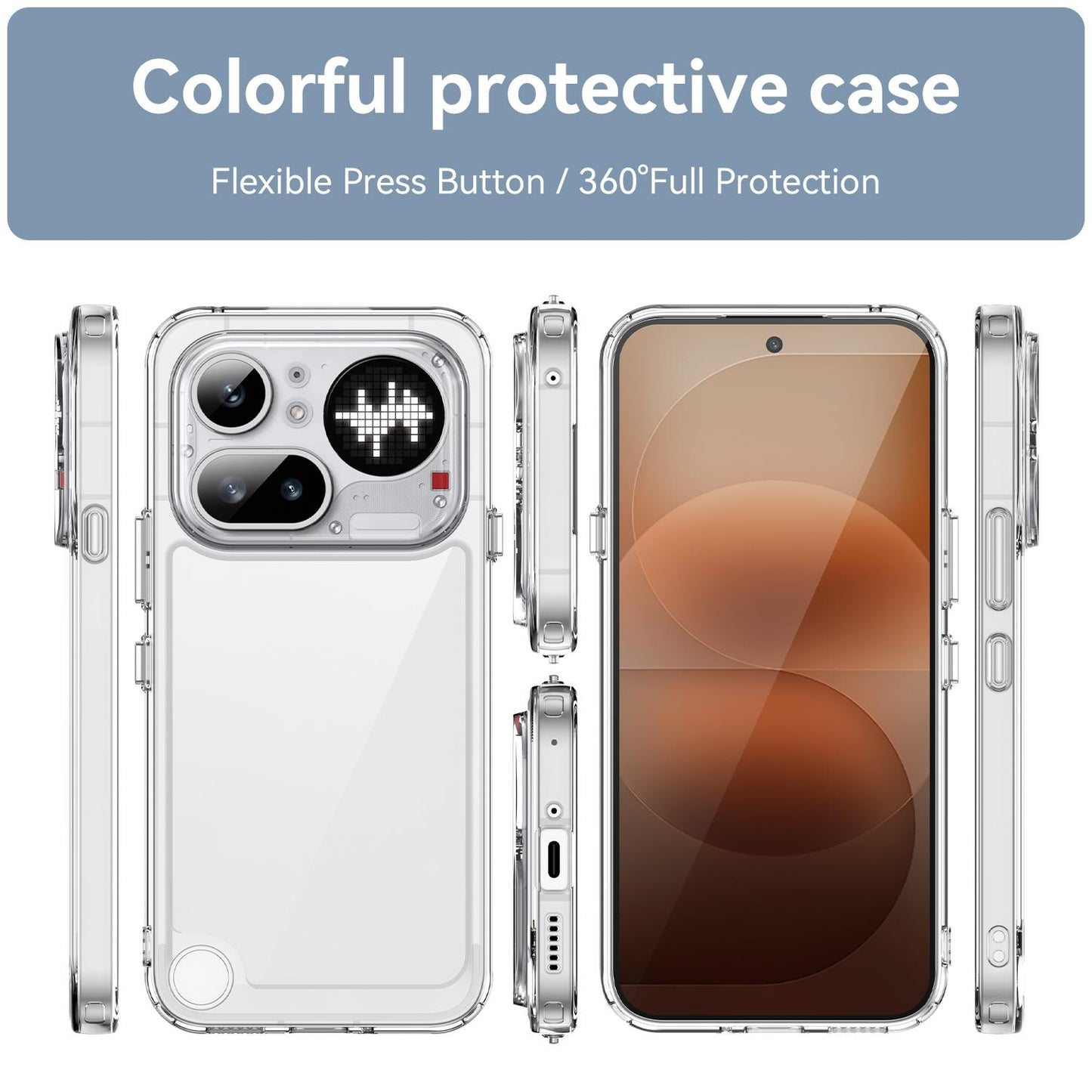 Nothing Phone 4a Pro Electroplated Buttons TPU Acrylic Phone Case with Screen Protector - Heavy Duty Shockproof Cover, Air Cushion Corners, Raised Camera & Screen Protection, HD Tempered Glass Full Coverage Protective Case