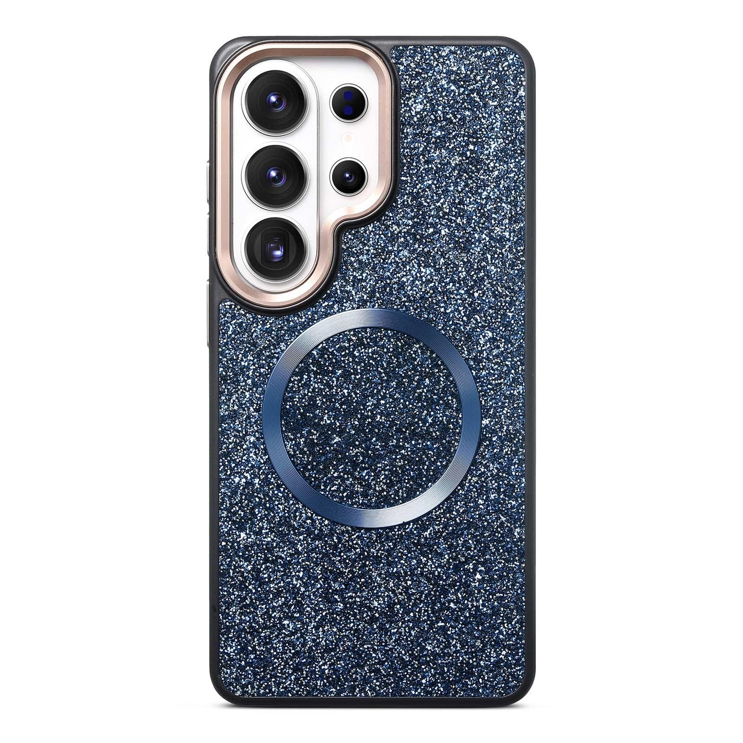 Galaxy S26 Ultra 5G Glitter Airbag Shockproof Magnetic Phone Case with Luxury Sparkly Finish, Metal Camera Lens Protection, PU & TPU Dual Layer Cover, Magnetic Wireless Charging Compatible, Anti-Drop Protective Bumper