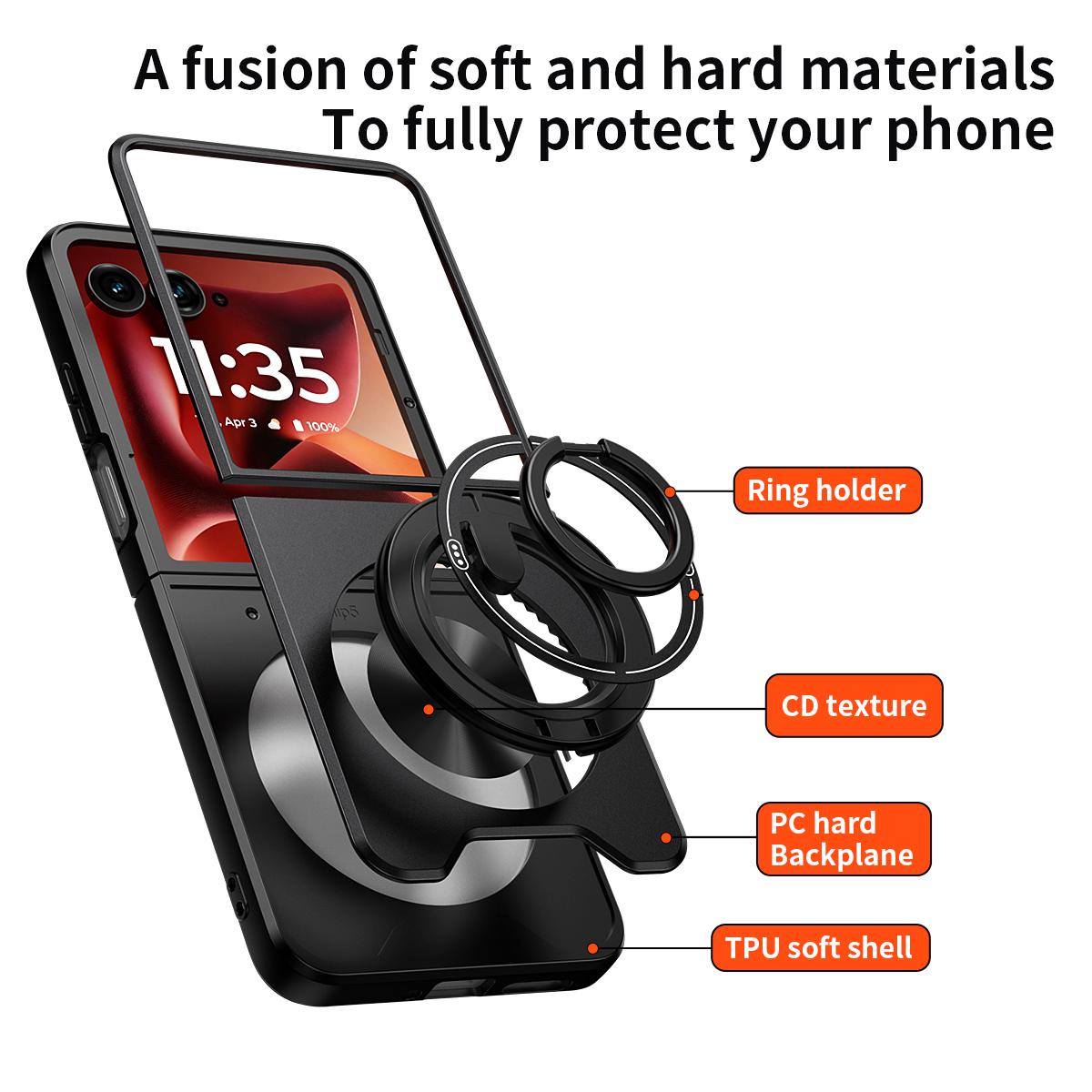 Motorola Razr 60 Ultra Multifunctional Magnetic Shockproof Phone Case with Sliding Lens Window Stand Cover