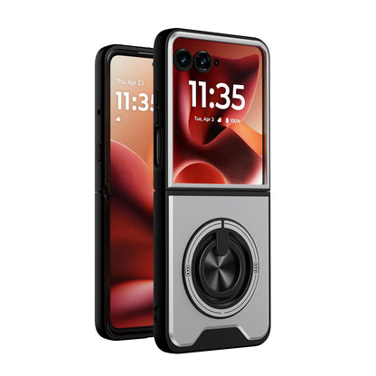 Motorola Razr 60 Ultra Multifunctional Magnetic Shockproof Phone Case with Sliding Lens Window Stand Cover